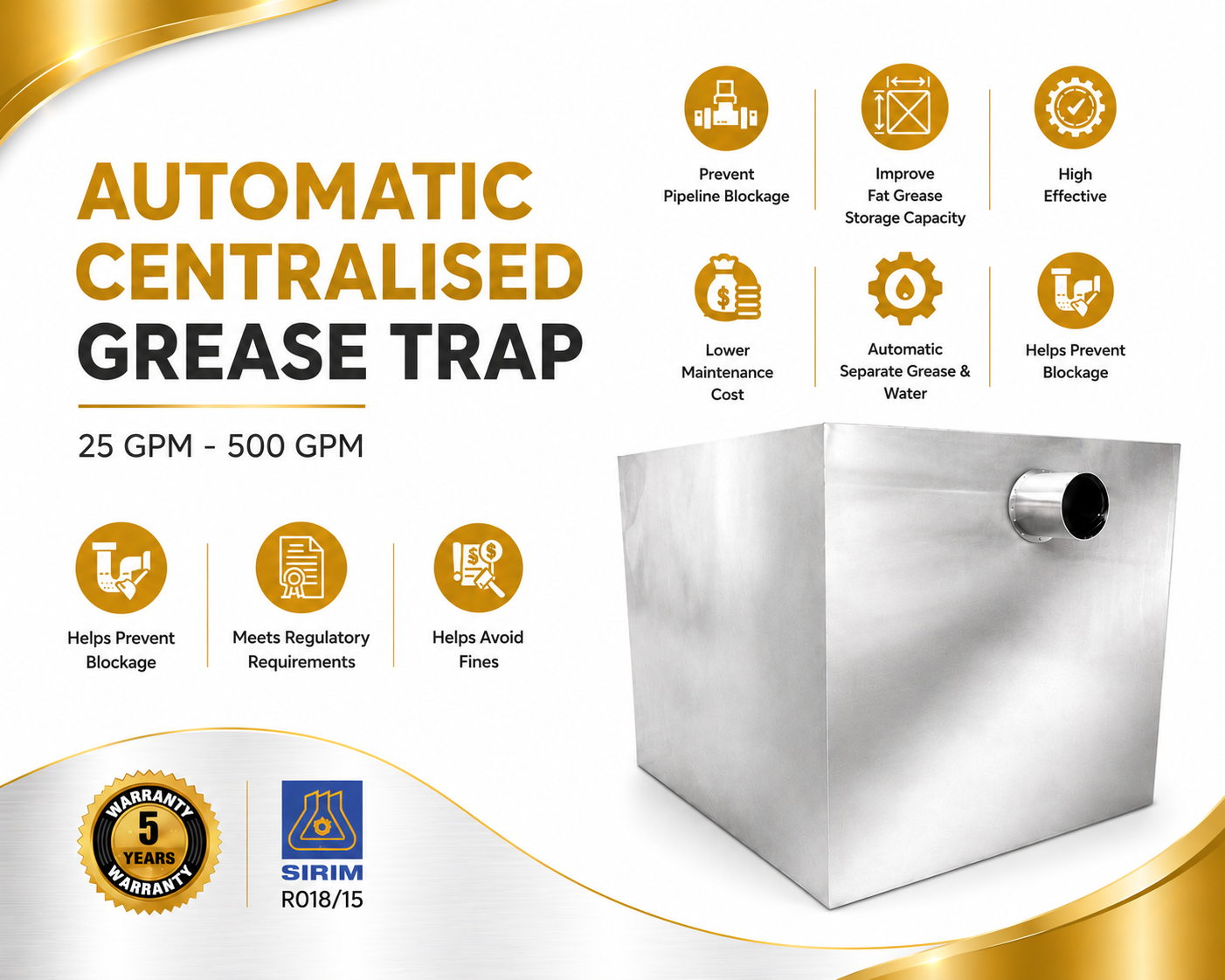 Automatic Centralized Grease Trap | 25 - 500 GPM